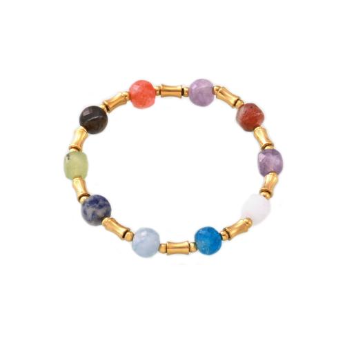 Pulsera de acero de titanio, Partículas de acero, con Piedra natural, Joyería & para mujer, dorado, longitud:aproximado 16 cm, Vendido por UD