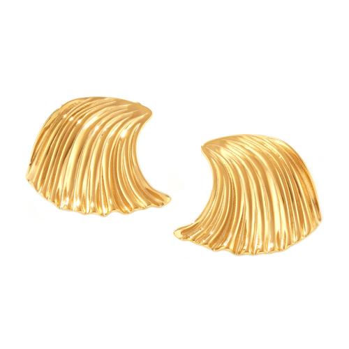 Titanium Steel  Earring, Shell, 18K gold plated, fashion jewelry & for woman, Sold By Pair