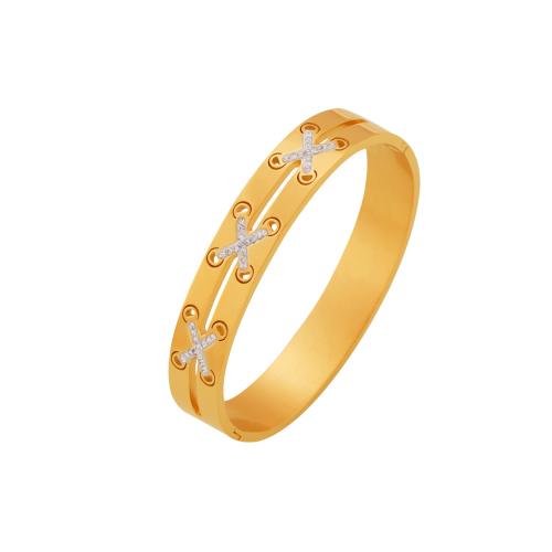 Stainless Steel Bangle 304 Stainless Steel fashion jewelry & for woman & with rhinestone gold Sold By PC