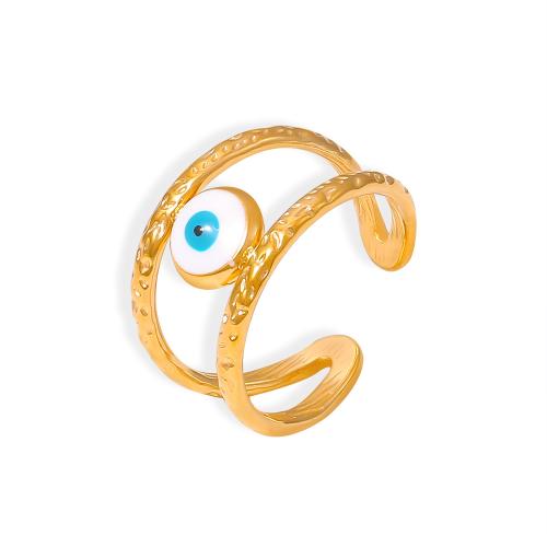 Bijoux Finger Evil Eye Anneau, Acier inoxydable 304, Placage, bijoux de mode & pour femme & émail, plus de couleurs à choisir, Taille:7, Vendu par PC