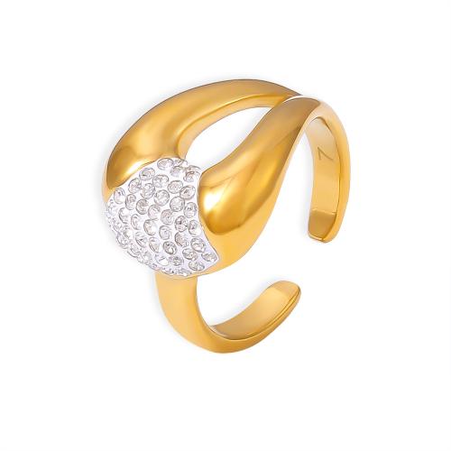 Bague acier titane, Placage, bijoux de mode & pour femme & avec strass, plus de couleurs à choisir, Taille:7, Vendu par PC