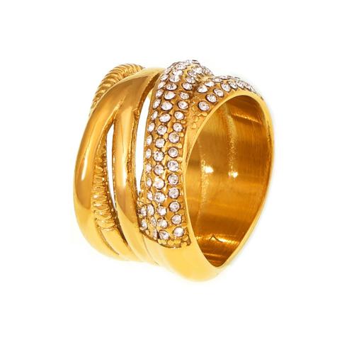 Anillo de dedo de Titantium Acero, Partículas de acero, chapado, Joyería & diverso tamaño para la opción & para mujer & con diamantes de imitación, más colores para la opción, Vendido por UD