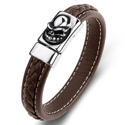 PU Leather Cord Bracelets 304 Stainless Steel with PU Leather handmade Unisex  Sold By PC