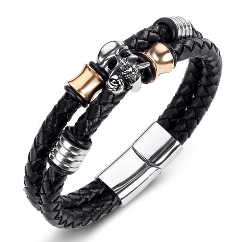 Bracelets cordon PU, Acier inoxydable 304, avec cuir PU, fait à la main, unisexe & normes différentes pour le choix, plus de couleurs à choisir, Vendu par PC