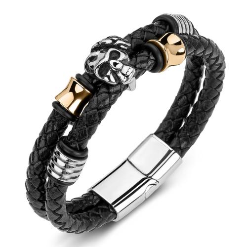 PU Leather Cord Bracelets, 304 Stainless Steel, with PU Leather, handmade, Unisex & different size for choice, more colors for choice, Sold By PC