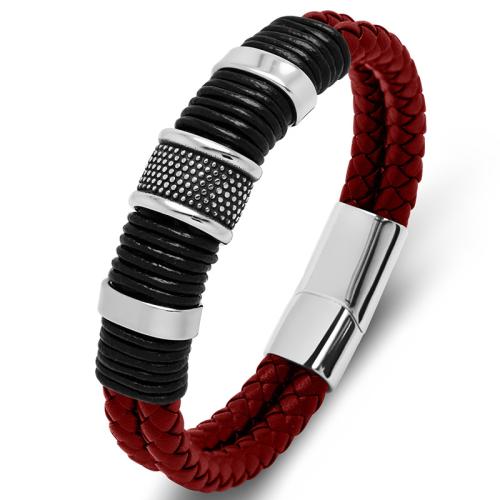 Bracelets cordon PU, Acier inoxydable 304, avec Microfibre PU, fait à la main, unisexe & normes différentes pour le choix, plus de couleurs à choisir, Vendu par PC