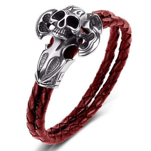 Bracelets cordon PU, Acier inoxydable 304, avec cuir PU, fait à la main, unisexe & normes différentes pour le choix, plus de couleurs à choisir, Vendu par PC