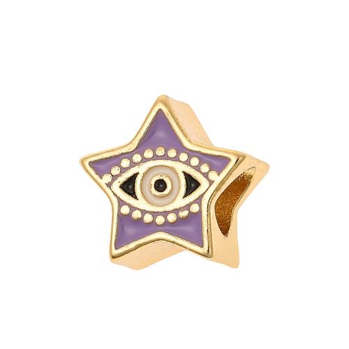 Fashion Evil Eye Jewelry Beads, Brass, Star, plated, DIY & enamel, more colors for choice, Sold By PC