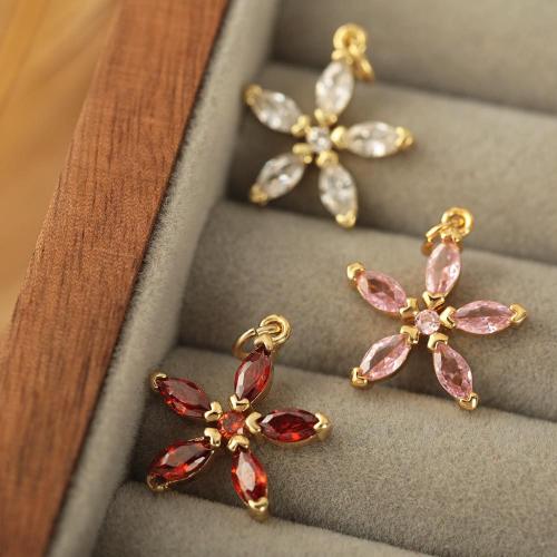 Cubic Zirconia Micro Pave Brass Pendant petals plated DIY & micro pave cubic zirconia Sold By PC