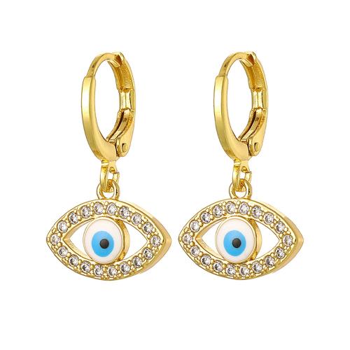 Huggie Hoop Drop Earring Brass plated micro pave cubic zirconia & for woman & enamel Sold By Pair