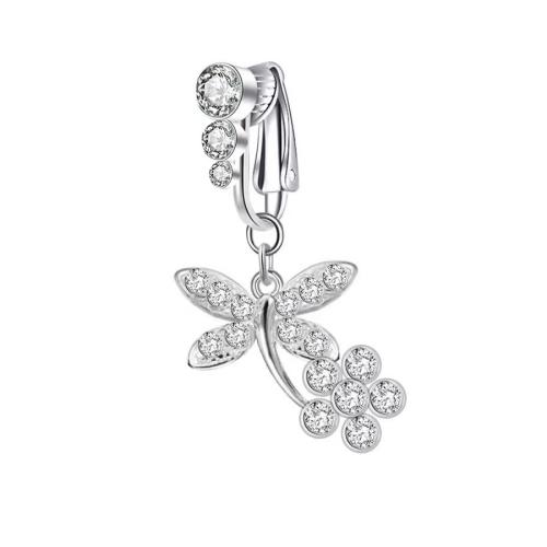 Stainless Steel Belly Ring, Tibetan Style, Unisex & different styles for choice & with rhinestone, silver color, Sold By PC