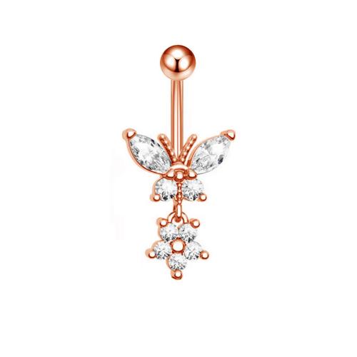 Brass Belly Ring  , different styles for choice & micro pave cubic zirconia & for woman, more colors for choice, Sold By PC