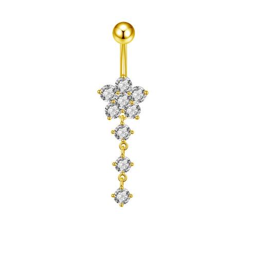 Stainless Steel Belly Ring, 304 Stainless Steel, micro pave cubic zirconia & for woman, more colors for choice, Sold By PC