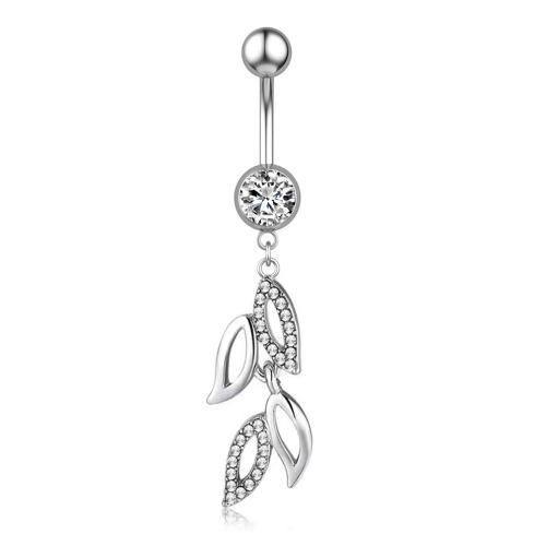 Stainless Steel Belly Ring, 304 Stainless Steel, different styles for choice & micro pave cubic zirconia & for woman, silver color, Sold By PC