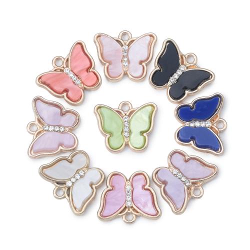 Resin Tibetan Style Pendants, with Resin, Butterfly, plated, DIY & with rhinestone, more colors for choice, 9PC/Bag, Sold By Bag