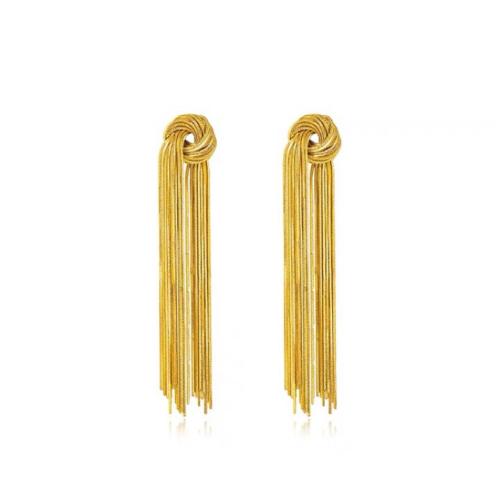 Fashion Fringe Earrings, Brass, fashion jewelry & for woman, golden, 105mm, Sold By Pair