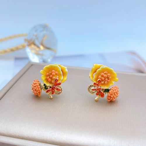 Brass Stud Earring fashion jewelry & for woman & enamel 20mm Sold By Pair