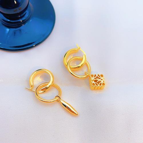 Asymmetric Earrings, Brass, fashion jewelry & for woman, golden, 51mm, Sold By Pair