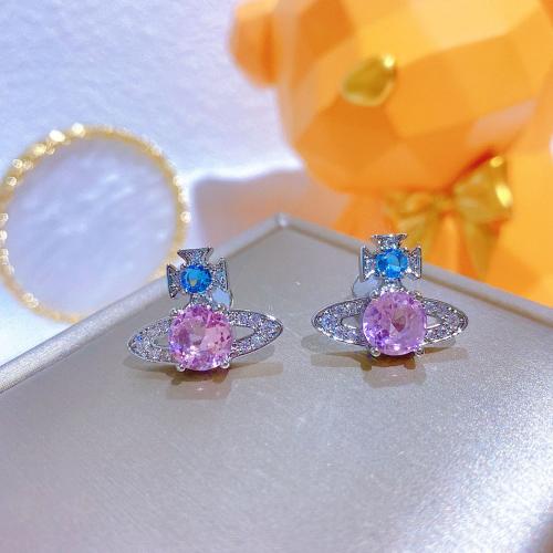 Cubic Zirconia Micro Pave Latão Brinco, cobre, joias de moda & micro pavimento em zircônia cúbica & para mulher, Mais cores pare escolha, 15x19mm, vendido por par