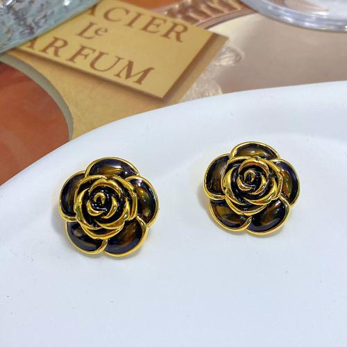 Pendientes de Perno en Latón, metal, Flor, Joyería & para mujer & esmalte, más colores para la opción, 21x21mm, Vendido por Par