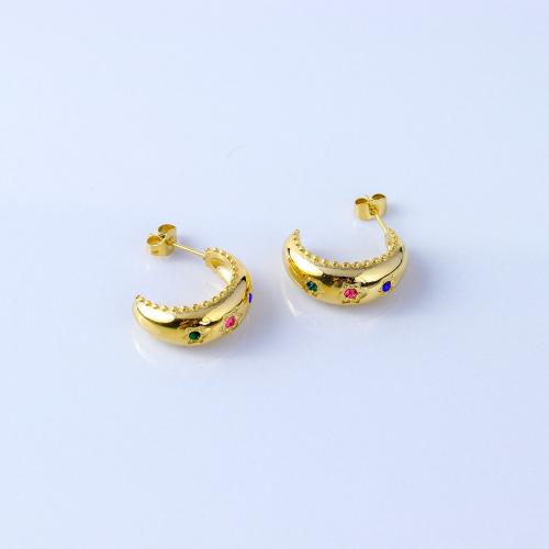 ステンレス鋼イヤリング, 304ステンレススチール, ファッションジュエリー & 女性用 & ライン石のある, 無色, 20x10mm, 売り手 ペア