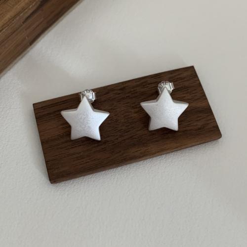 925 Sterling Silver Stud Earrings, Star, fashion jewelry & for woman, 10x10mm, Sold By Pair