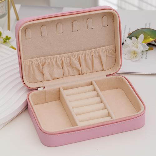 Multifunctional Jewelry Box PU Leather portable & dustproof Sold By PC