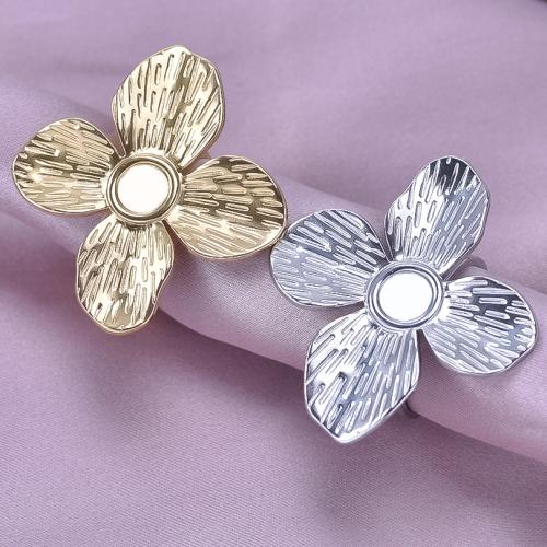 Stainless Steel Finger Ring, 304 Stainless Steel, Flower, plated, for woman, more colors for choice, Sold By PC