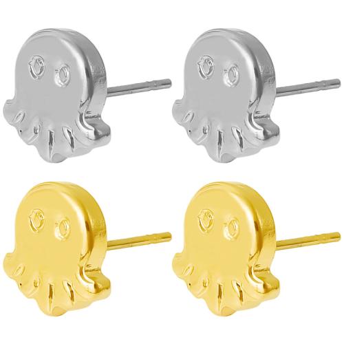 Stainless Steel Stud Earrings, 304 Stainless Steel, Octopus, plated, for woman, more colors for choice, Sold By Pair