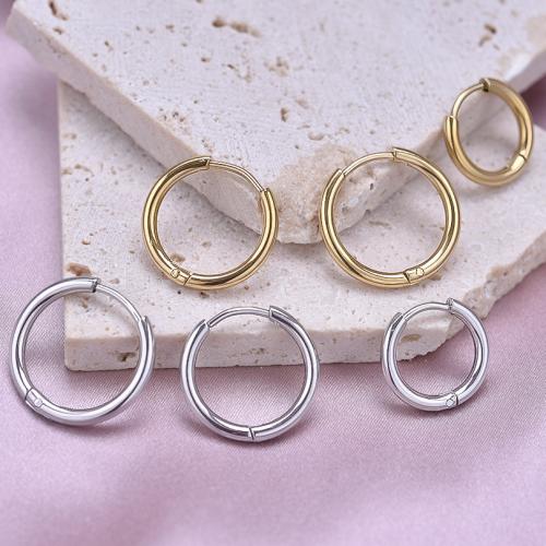 Stainless Steel Huggie Hoop Earring, 304 Stainless Steel, Round, plated, different size for choice & for woman, more colors for choice, Sold By Pair