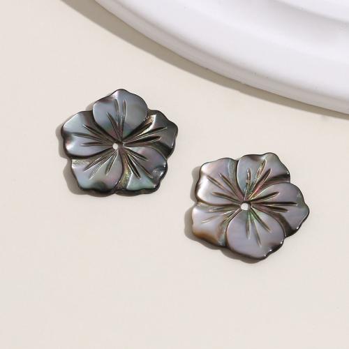 Résultats des cheveux, Black-Lip-Shell, fleur, DIY, noire, 20x20mm, Vendu par PC