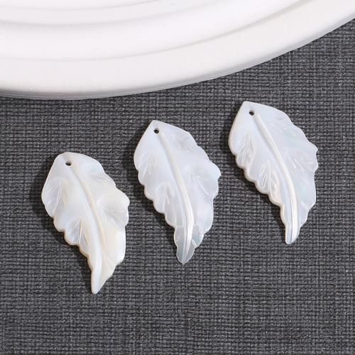 Shell Pendler, Leaf, du kan DIY, hvid, 16x29mm, Solgt af PC