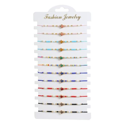 Seedbead Bracelet Set with Knot Cord & Zinc Alloy handmade fashion jewelry & for woman mixed colors Length 16-26 cm Sold By Set