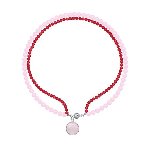 Collier en laiton, avec Des billes de verre & Pierre naturelle, Double couche & styles différents pour le choix & pour femme, Longueur:15.35 pouce, Vendu par PC