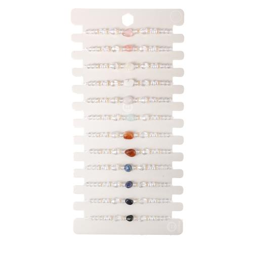 Perlas plásticas Pulsera, con Cordón de nudo & Piedra natural & Cristal, hecho a mano, Joyería & para mujer, Blanco, longitud:6.7-9.8 Inch, 12PCs/Set, Vendido por Set