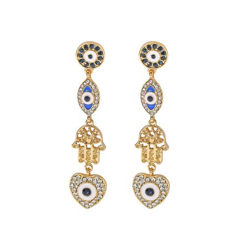 Evil Eye Oorbellen, Zinc Alloy, 18K verguld, verschillende stijlen voor de keuze & voor vrouw & met strass, Verkocht door pair