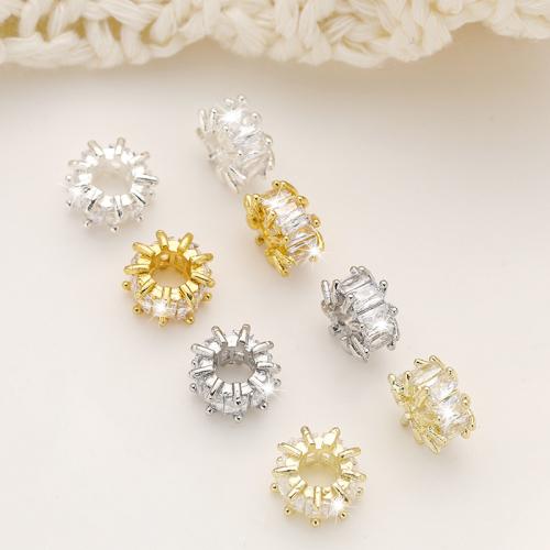 Cubic Zirconia Micro Pave Brass Beads plated DIY & micro pave cubic zirconia nickel lead & cadmium free Sold By PC