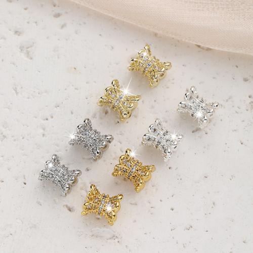 Cubic Zirconia Micro Pave Brass Beads plated DIY & micro pave cubic zirconia nickel lead & cadmium free Sold By PC