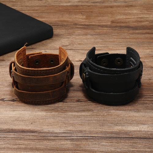 Bracelets cordon PU, alliage de zinc, avec cuir PU, Placage, pour homme, plus de couleurs à choisir, protéger l'environnement, sans nickel, plomb et cadmium, Longueur:18-23 cm, Vendu par PC