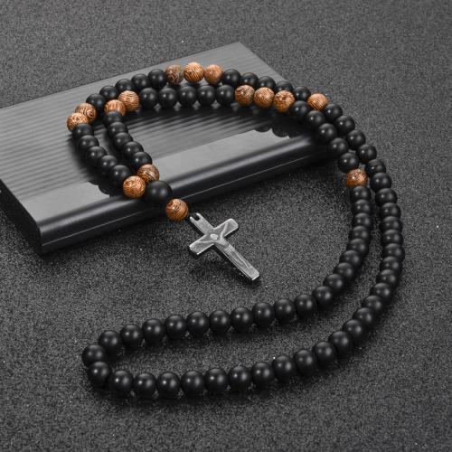 Sweater Chain Necklace, Abrazine Stone, with Hematite & Wood, different styles for choice & for man, more colors for choice, Length:70 cm, Sold By PC