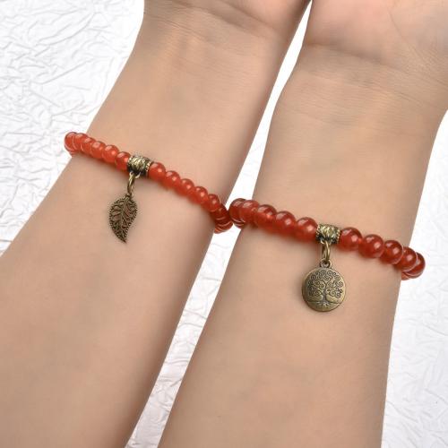 Pulseras de ojo de tigre natural, con Ágata, Doble capa & diferentes materiales para la opción & unisexo, más colores para la opción, longitud:19 cm, Vendido por UD