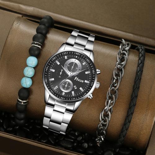 lega in zinco Bracciale Set, with pietra preziosa & vetro & 304 acciaio inox, placcato, stili diversi per la scelta & per l'uomo, Lunghezza Appross. 23.5 cm, Venduto da PC