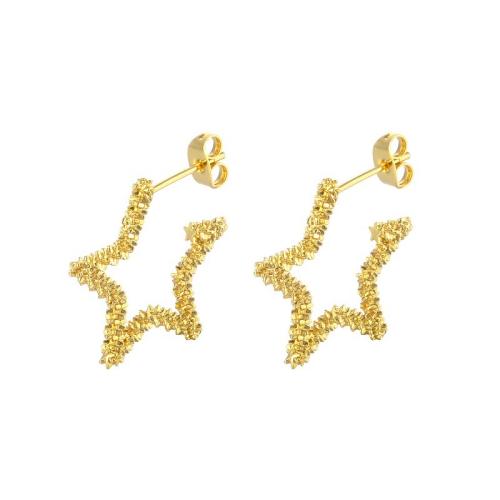 Brass Stud Earring Star fashion jewelry & for woman golden Sold By Pair