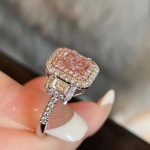 Brass Finger Ring fashion jewelry & for woman & with rhinestone pink Inner diameter 17mm Sold By PC