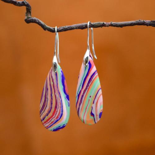 Pendientes de Gemas, metal, con Piedra natural, Joyería & para mujer, más colores para la opción, 55x16mm, Vendido por Par