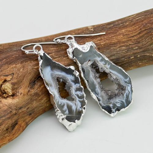 Boucles d'oreilles agate, laiton, avec Agate, bijoux de mode & pour femme, plus de couleurs à choisir, 60mm, Vendu par paire