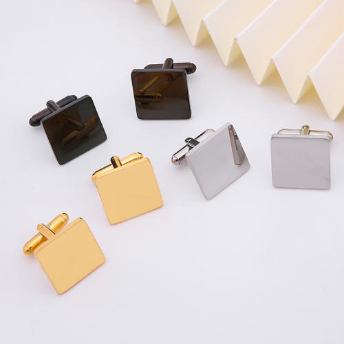 Cufflinks, 304 Stainless Steel, Square, polished, fashion jewelry & for man, more colors for choice, 18x18mm, Sold By Pair