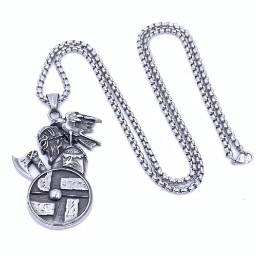 Stainless Steel Jewelry Necklace, 304 Stainless Steel, different length for choice & different styles for choice & for man, silver color, 60x40mm, Sold By PC