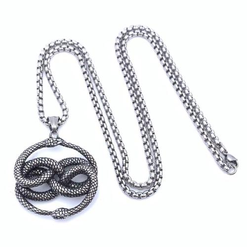 Stainless Steel Jewelry Necklace, 304 Stainless Steel, Snake, different length for choice & different styles for choice & for man, 39x39mm, Sold By PC