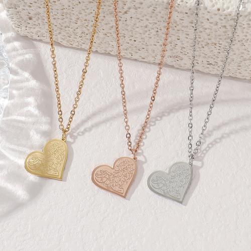 Stainless Steel Jewelry Necklace, 304 Stainless Steel, Heart, fashion jewelry & Unisex, more colors for choice, Length:Approx 46 cm, Sold By PC